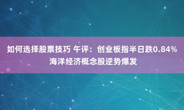 如何选择股票技巧 午评：创业板指半日跌0.84% 海洋经济概念股逆势爆发